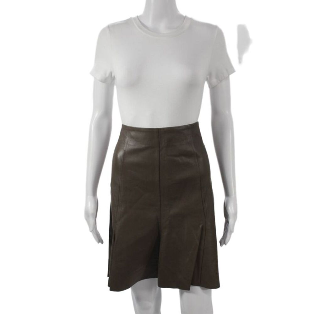 Stills Womens A-Line Mini Leather Skirt Brown Zip Size 8